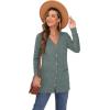 imageGRECERELLE Womens Long Sleeve Open Front Cardigan Button Down Ribbed Lightweight Knit Outerwear with PocketBlue Green