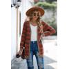 imageGRECERELLE Womens Long Sleeve Open Front Cardigan Button Down Ribbed Lightweight Knit Outerwear with PocketChristmas Tree Red