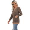 imageGRECERELLE Womens Long Sleeve Open Front Cardigan Button Down Ribbed Lightweight Knit Outerwear with PocketFlower Brown