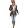 imageGRECERELLE Womens Long Sleeve Open Front Cardigan Button Down Ribbed Lightweight Knit Outerwear with PocketFlower Navy