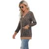 imageGRECERELLE Womens Long Sleeve Open Front Cardigan Button Down Ribbed Lightweight Knit Outerwear with PocketLeopard Black