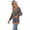 imageGRECERELLE Womens Long Sleeve Open Front Cardigan Button Down Ribbed Lightweight Knit Outerwear with PocketLeopard Blue