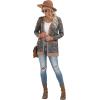 imageGRECERELLE Womens Long Sleeve Open Front Cardigan Button Down Ribbed Lightweight Knit Outerwear with PocketLeopard Blue