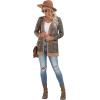 imageGRECERELLE Womens Long Sleeve Open Front Cardigan Button Down Ribbed Lightweight Knit Outerwear with PocketLeopard Brown