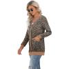 imageGRECERELLE Womens Long Sleeve Open Front Cardigan Button Down Ribbed Lightweight Knit Outerwear with PocketLeopard Brown