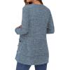 imageGRECERELLE Womens Long Sleeve Open Front Cardigan Button Down Ribbed Lightweight Knit Outerwear with PocketLight Blue