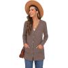 imageGRECERELLE Womens Long Sleeve Open Front Cardigan Button Down Ribbed Lightweight Knit Outerwear with PocketPink