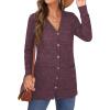 imageGRECERELLE Womens Long Sleeve Open Front Cardigan Button Down Ribbed Lightweight Knit Outerwear with PocketRose Red
