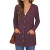 imageGRECERELLE Womens Long Sleeve Open Front Cardigan Button Down Ribbed Lightweight Knit Outerwear with PocketRose Red