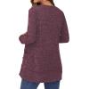 imageGRECERELLE Womens Long Sleeve Open Front Cardigan Button Down Ribbed Lightweight Knit Outerwear with PocketRose Red