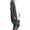 imageGRECERELLE Womens Loose Open Front Long Sleeve Chunky Knit Cable Cardigans Sweater with Pockets04 Dark Gray
