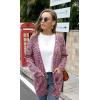 imageGRECERELLE Womens Loose Open Front Long Sleeve Chunky Knit Cable Cardigans Sweater with Pockets26 Fp Color Rose Blue