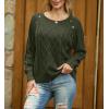 imageGRECERELLE Womens Sweaters Crewneck Bishop Long Sleeve Fall Oversized Knit Button Jumper TopsArmy Green