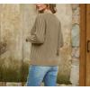 imageGRECERELLE Womens Sweaters Crewneck Bishop Long Sleeve Fall Oversized Knit Button Jumper TopsKhaki