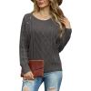 imageGRECERELLE Womens Sweaters Crewneck Bishop Long Sleeve Fall Oversized Knit Button Jumper TopsPencil Gray