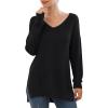 imageGRECERELLE Womens VNeck Long Sleeve Side Split Loose Casual Knit Pullover Sweater Blouse02 Black
