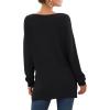 imageGRECERELLE Womens VNeck Long Sleeve Side Split Loose Casual Knit Pullover Sweater Blouse02 Black