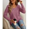 imageGRECERELLE Womens VNeck Long Sleeve Side Split Loose Casual Knit Pullover Sweater Blouse03 Red Gray