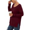 imageGRECERELLE Womens VNeck Long Sleeve Side Split Loose Casual Knit Pullover Sweater Blouse04 Wine Red