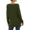 imageGRECERELLE Womens VNeck Long Sleeve Side Split Loose Casual Knit Pullover Sweater Blouse06 Army Green
