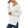 imageGRECERELLE Womens VNeck Long Sleeve Side Split Loose Casual Knit Pullover Sweater Blouse07 White