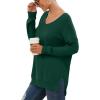 imageGRECERELLE Womens VNeck Long Sleeve Side Split Loose Casual Knit Pullover Sweater Blouse12 Dark Green