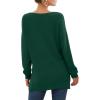 imageGRECERELLE Womens VNeck Long Sleeve Side Split Loose Casual Knit Pullover Sweater Blouse12 Dark Green