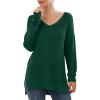 imageGRECERELLE Womens VNeck Long Sleeve Side Split Loose Casual Knit Pullover Sweater Blouse12 Dark Green