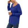 imageGRECERELLE Womens VNeck Long Sleeve Side Split Loose Casual Knit Pullover Sweater Blouse13 Royal Blue