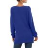 imageGRECERELLE Womens VNeck Long Sleeve Side Split Loose Casual Knit Pullover Sweater Blouse13 Royal Blue
