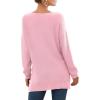 imageGRECERELLE Womens VNeck Long Sleeve Side Split Loose Casual Knit Pullover Sweater Blouse14 Pink