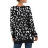 imageGRECERELLE Womens VNeck Long Sleeve Side Split Loose Casual Knit Pullover Sweater Blouse17 Fp Leopard Black