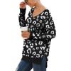 imageGRECERELLE Womens VNeck Long Sleeve Side Split Loose Casual Knit Pullover Sweater Blouse17 Fp Leopard Black