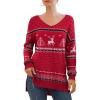 imageGRECERELLE Womens VNeck Long Sleeve Side Split Loose Casual Knit Pullover Sweater Blouse21 Fp Elk Red