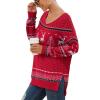 imageGRECERELLE Womens VNeck Long Sleeve Side Split Loose Casual Knit Pullover Sweater Blouse21 Fp Elk Red