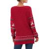 imageGRECERELLE Womens VNeck Long Sleeve Side Split Loose Casual Knit Pullover Sweater Blouse21 Fp Elk Red