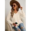 imageGRECERELLE Womens VNeck Long Sleeve Side Split Loose Casual Knit Pullover Sweater BlouseApricot