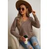 imageGRECERELLE Womens VNeck Long Sleeve Side Split Loose Casual Knit Pullover Sweater BlouseChocolate Brown