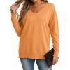 imageGRECERELLE Womens VNeck Long Sleeve Side Split Loose Casual Knit Pullover Sweater BlouseLight Orange