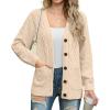 imageGRECERELLE Women 2025 Fall Long Sleeve Cable Knit Sweater Button Open Front Cardigan Loose Outerwear Coat with PocketsBeige
