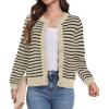 imageGRECERELLE Women Knit Cardigan Sweaters Long Sleeve Open Front Button Down Casual Trendy Jackets OutwearStripedapricot Black