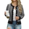 imageGRECERELLE Women Knit Cardigan Sweaters Long Sleeve Open Front Button Down Casual Trendy Jackets OutwearStripedblack White