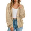 imageGRECERELLE Womens Chunky Knit Open Front Sweater Long Sleeve Button Down Loose Casual Oversized Cardigan Outerwear S2XLApricot