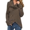 imageGRECERELLE Womens Fall Chunky Turtleneck Long Sleeve Asymmetric Hem Loose Knit Pullover Sweaters Tops S2XL03 Dark Khaki