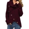 imageGRECERELLE Womens Fall Chunky Turtleneck Long Sleeve Asymmetric Hem Loose Knit Pullover Sweaters Tops S2XL05 Wine Red