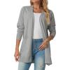 imageGRECERELLE Womens Lightweight Open Front Casual VNeck Long Cardigan Sweater with Pockets S2XLLight Grey