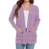 imageGRECERELLE Womens Long Sleeve Lightweight Open Front VNeck Casual Cardigan Sweaters Outerwear with Pockets 2025 S2XLLight Purple