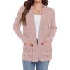 imageGRECERELLE Womens Long Sleeve Lightweight Open Front VNeck Casual Cardigan Sweaters Outerwear with Pockets 2025 S2XLPink Gray