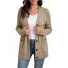 imageGRECERELLE Womens Long Sleeve Loose Knit Cable Open Front Button Down Cardigan Sweater Outerwear Coat with Pockets01khaki