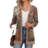 imageGRECERELLE Womens Long Sleeve Open Front Cardigan Button Down Ribbed Lightweight Knit Outerwear with PocketPaisley Red
